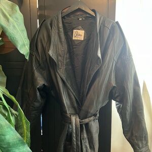 Black Leather Jacket With Belt